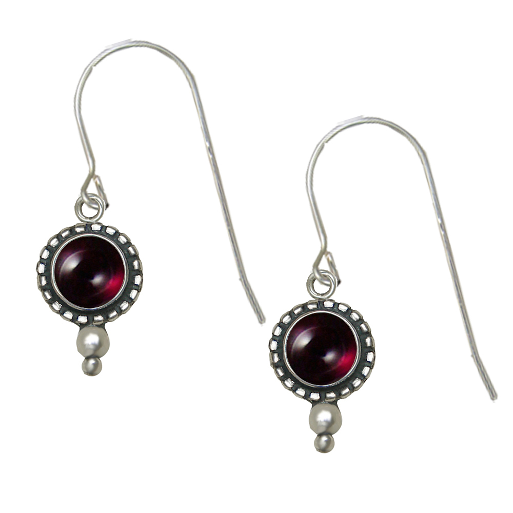 Sterling Silver Garnet Gemstone Drop Dangle Earrings